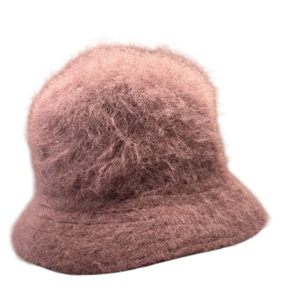 Kolob Furry MOHAIR Fedora Bucket Hat Winter Classic Deep Burgundy Classic Winter